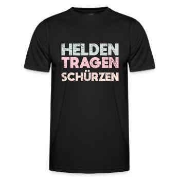 Helden Tragen Schürzen - Männer Funktions-T-Shirt - Schwarz - Vorne - AI Model Male 178 dark (178cm)