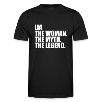 Femme, Mythe, Légende, Nom, Lia - T-shirt sport Homme - noir - Devant - AI Model Male 178 dark (178cm)