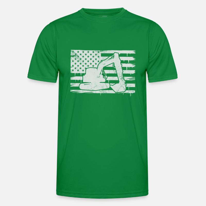 Excavator US flag Men's Functional T-Shirt