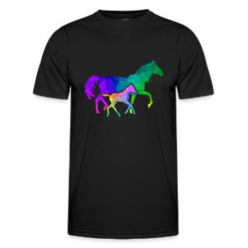 Stute mit Fohlen - Männer Funktions-T-Shirt - Schwarz - Vorne - AI Model Male 178 dark (178cm)