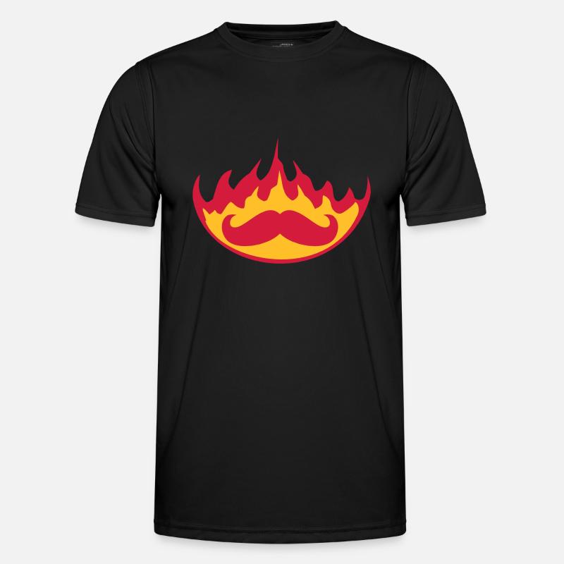 burn fire flames hot torch mustache cord Men's Functional T-Shirt