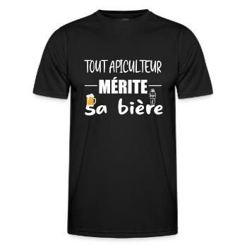Tout apiculteur mérite sa bière t-shirt homme - T-shirt sport Homme - noir - Devant - AI Model Male 178 dark (178cm)