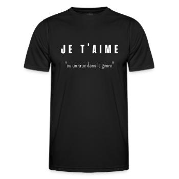 je t aime ou un truc dans le genre - T-shirt sport Homme - noir - Devant - AI Model Male 178 dark (178cm)