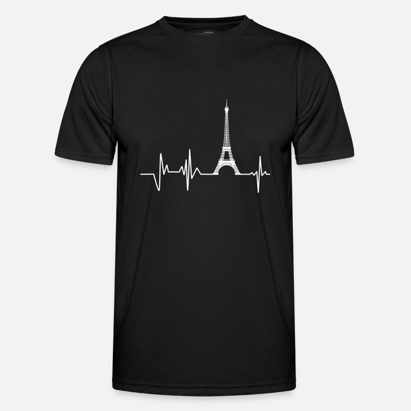 Heartbeat Paris Eiffel Tower - Men's Functional T-Shirt - black