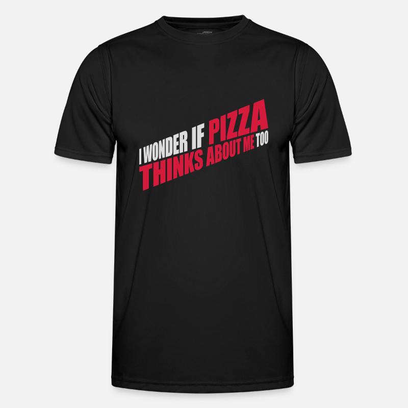 pizza thinks about me - Männer Funktions-T-Shirt - Schwarz