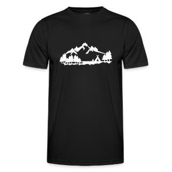 Camping im Wald in den Bergen -Silhouette isolier - Männer Funktions-T-Shirt - Schwarz - Vorne - AI Model Male 178 dark (178cm)