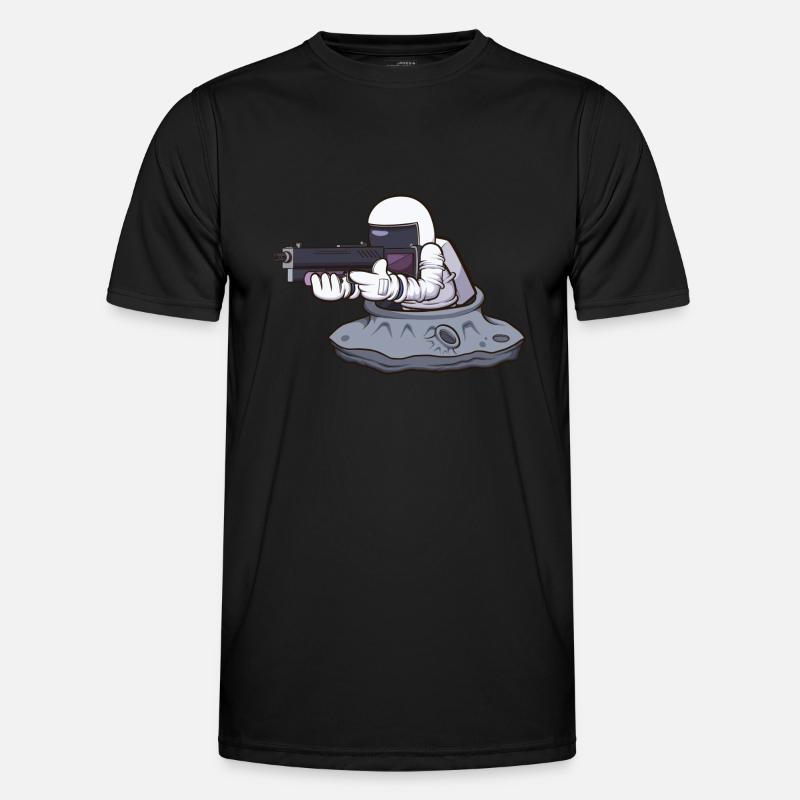 Astronaut mit Waffe Männer Funktions-T-Shirt