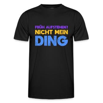 Früh Aufstehen? Nicht Mein Ding - Männer Funktions-T-Shirt - Schwarz - Vorne - AI Model Male 178 dark (178cm)