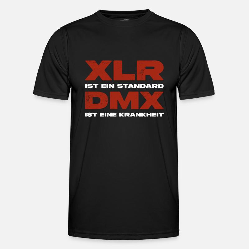 XLR vs DMX. Tontechniker versus Lichttechniker. - Männer Funktions-T-Shirt - Schwarz