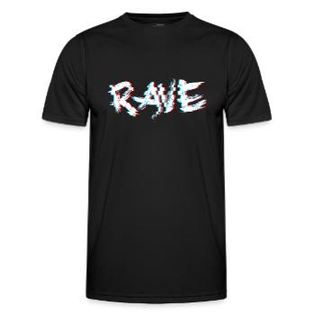 Rave Glitch Trippy Techno - Männer Funktions-T-Shirt - Schwarz - Vorne - AI Model Male 178 dark (178cm)