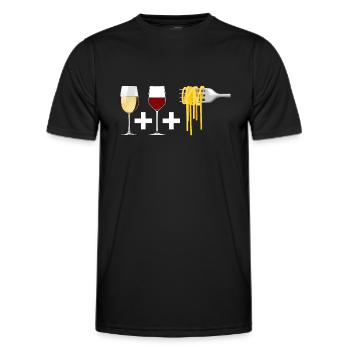 Vin rouge et Vin blanc et Pâtes - T-shirt sport Homme - noir - Devant - AI Model Male 178 dark (178cm)