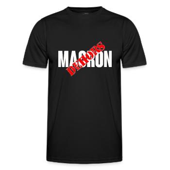 Macron dehors - T-shirt sport Homme - noir - Devant - AI Model Male 178 dark (178cm)