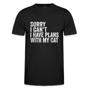 Sorry I can't I have plans with my cat - Men's Functional T-Shirt - black - Front - AI Model Male 178 dark (178cm)