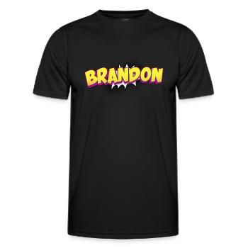 Brandon benutzerdefinierter Name Comic-Stil Pop-Art, - Männer Funktions-T-Shirt - Schwarz - Vorne - AI Model Male 178 dark (178cm)