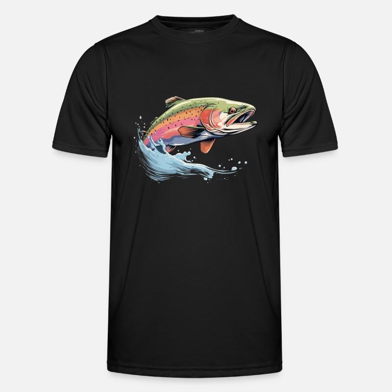 Regenbogenforelle - Männer Funktions-T-Shirt - Schwarz