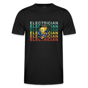 Électricien Électricien Technicien d’éclairage Lampe - T-shirt sport Homme - noir - Devant - AI Model Male 178 dark (178cm)