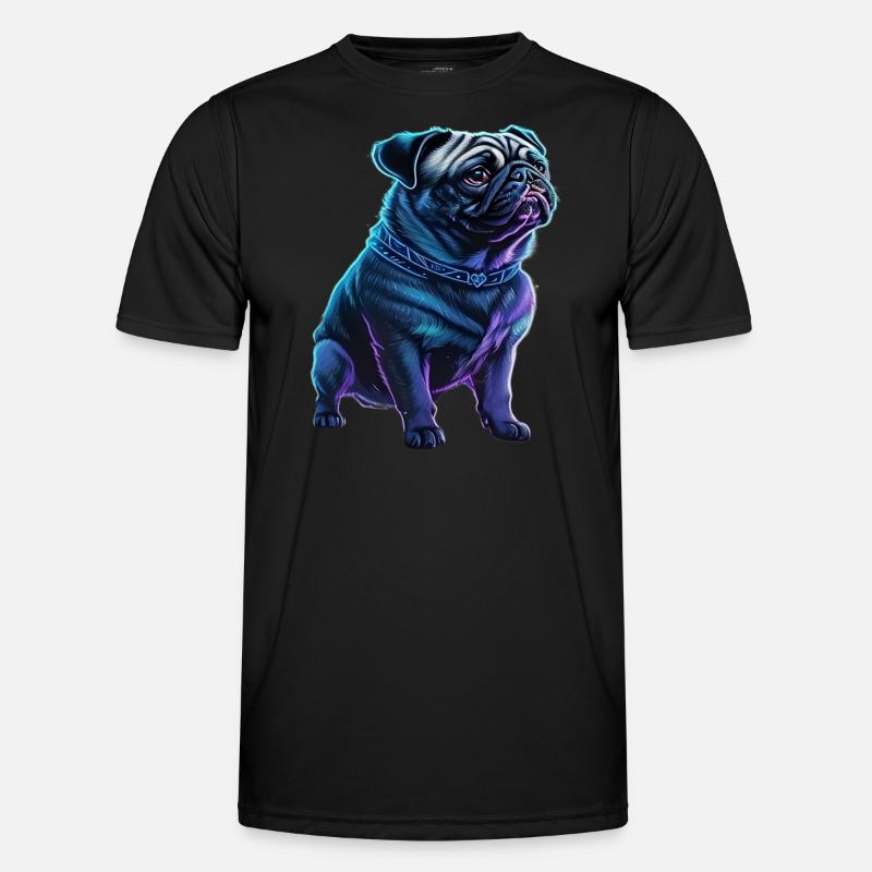 Futuristic Neon Pug - Men's Functional T-Shirt - black