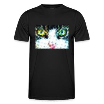 Katzenaugen im Pop-Art Stil - Männer Funktions-T-Shirt - Schwarz - Vorne - AI Model Male 178 dark (178cm)