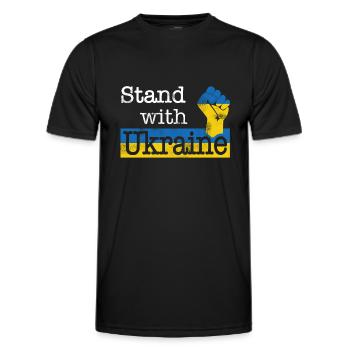 Stand with Ukraine! white blue yellow - Männer Funktions-T-Shirt - Schwarz - Vorne - AI Model Male 178 dark (178cm)