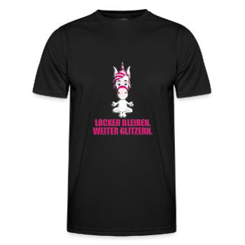 EINHORN - YOGA - LOCKER BLEIBEN. WEITER GLITZERN. - Männer Funktions-T-Shirt - Schwarz - Vorne - AI Model Male 178 dark (178cm)