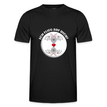 ICH FLIEG AUF DICH! - FLEDERMÄUSE - LIEBE - HERZ - Männer Funktions-T-Shirt - Schwarz - Vorne - AI Model Male 178 dark (178cm)