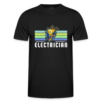 Électricien Électricien Technicien d’éclairage Lampe - T-shirt sport Homme - noir - Devant - AI Model Male 178 dark (178cm)