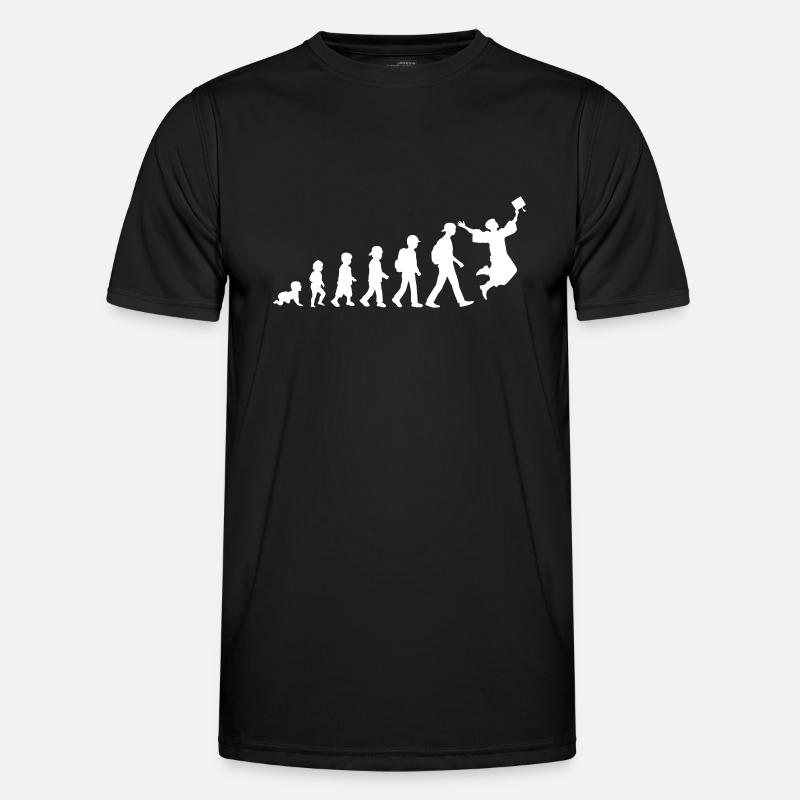Evolution Schulkind Abiturient - Männer Funktions-T-Shirt - Schwarz