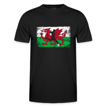 Wales Fußball Fan von walisischer Mannschaft - Männer Funktions-T-Shirt - Schwarz - Vorne - AI Model Male 178 dark (178cm)