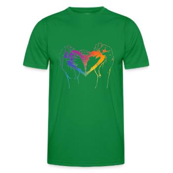 Cœur déchiré aux couleurs de l’arc-en-ciel pour la fierté - T-shirt sport Homme - vert - Devant - AI Model Male 178 dark (178cm)