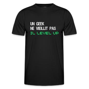 Idée cadeau homme geek gamer anniversaire - T-shirt sport Homme - noir - Devant - AI Model Male 178 dark (178cm)