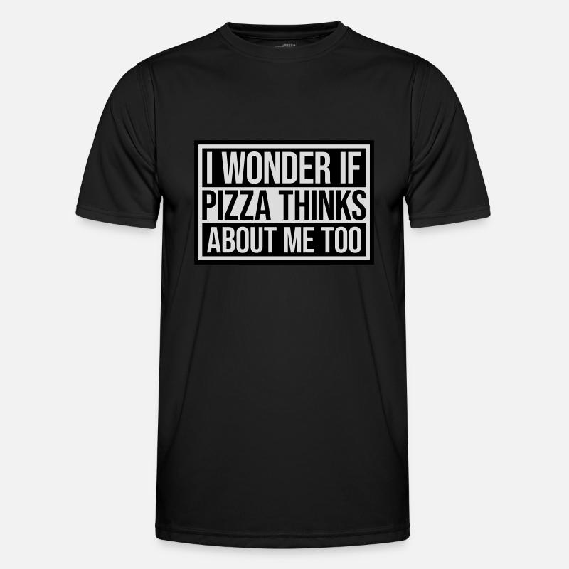 pizza thinks about me - Men's Functional T-Shirt - black
