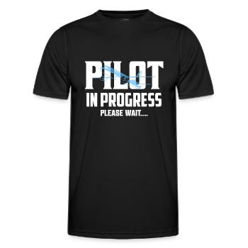Pilote en cours Veuillez patienter.... Aviation Compagnie aérienne - T-shirt sport Homme - noir - Devant - AI Model Male 178 dark (178cm)