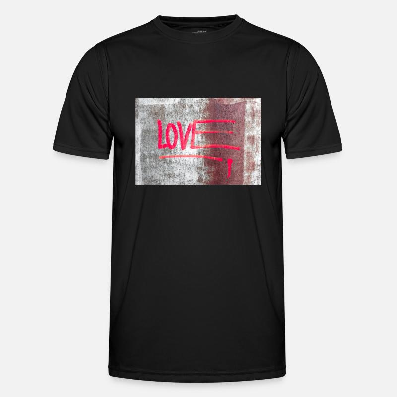 LOVE painted on rusty panel - Men's Functional T-Shirt - black