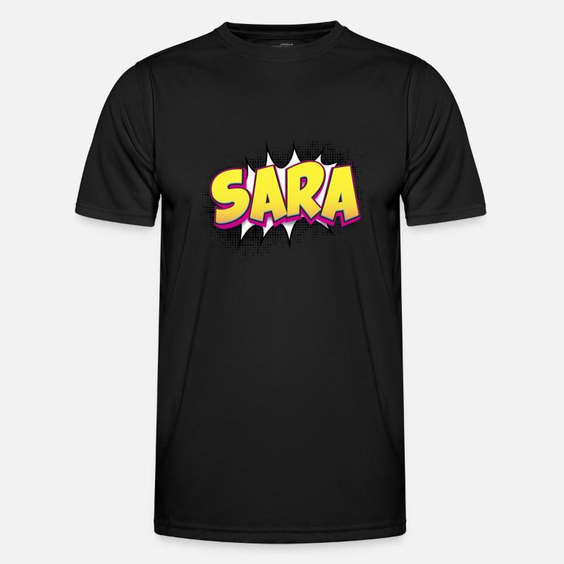 Sara Custom Name Comic Book Style Pop Art, Sara - Men's Functional T-Shirt - black