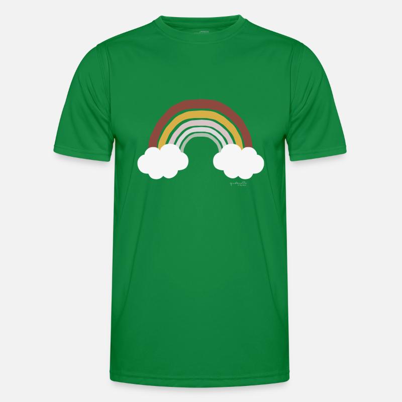 Bunter Regenbogen mit Wolken – Boho Stil Männer Funktions-T-Shirt