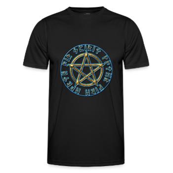 Runen Pentagramm Elemente Schutz Amulett Magie - Männer Funktions-T-Shirt - Schwarz - Vorne - AI Model Male 178 dark (178cm)