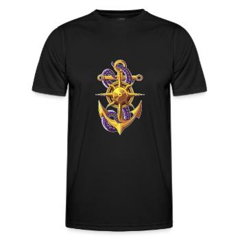 anker kompass gold tentakel - Männer Funktions-T-Shirt - Schwarz - Vorne - AI Model Male 178 dark (178cm)