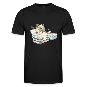 Kawaii cats book cat book books book lover - Men's Functional T-Shirt - black - Front - AI Model Male 178 dark (178cm)