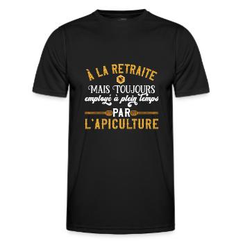 Humour retraite apiculteur cadeau apiculture - T-shirt sport Homme - noir - Devant - AI Model Male 178 dark (178cm)