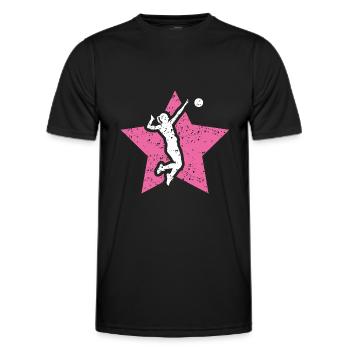 Volleyball Silhouette Spielerin - Männer Funktions-T-Shirt - Schwarz - Vorne - AI Model Male 178 dark (178cm)