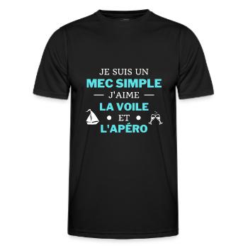 t shirt humour voile apéro mec simple bateau drole - T-shirt sport Homme - noir - Devant - AI Model Male 178 dark (178cm)