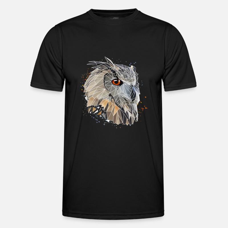 Cool low poly owl | Geometric | Triangles - Men's Functional T-Shirt - black