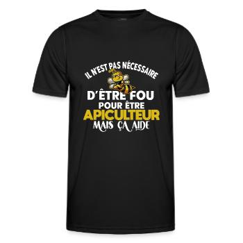 Apiculteur, idée cadeau humour apiculture, métier - T-shirt sport Homme - noir - Devant - AI Model Male 178 dark (178cm)