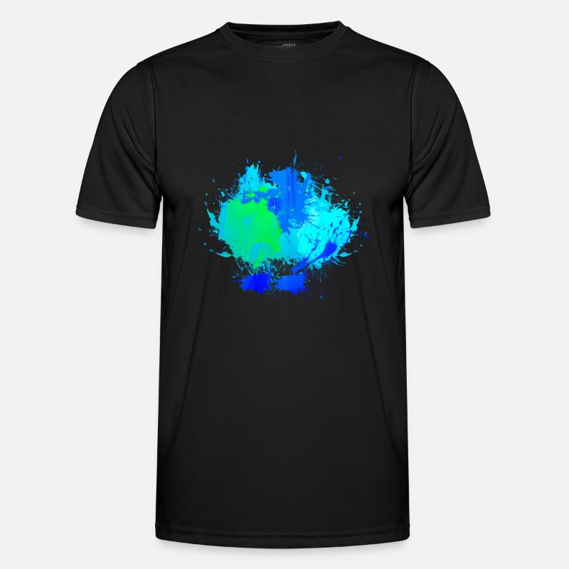Blauer Farbfleck Hintergrund Deko - Männer Funktions-T-Shirt - Schwarz