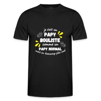 Papy bouliste.Idée cadeau pour papy fan pétanque - T-shirt sport Homme - noir - Devant - AI Model Male 178 dark (178cm)