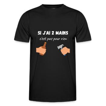 Design pour ouvrier qui boit de la bière cadeau - T-shirt sport Homme - noir - Devant - AI Model Male 178 dark (178cm)