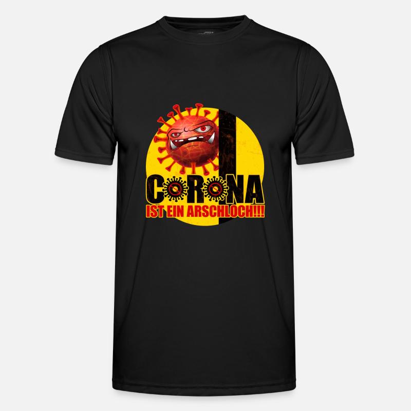 Corona ist ein Arschloch Coronashirt Lockdown - Männer Funktions-T-Shirt - Schwarz