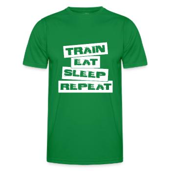TRAIN EAT SLEEP REPEAT - Männer Funktions-T-Shirt - Kelly Green - Vorne - AI Model Male 178 dark (178cm)
