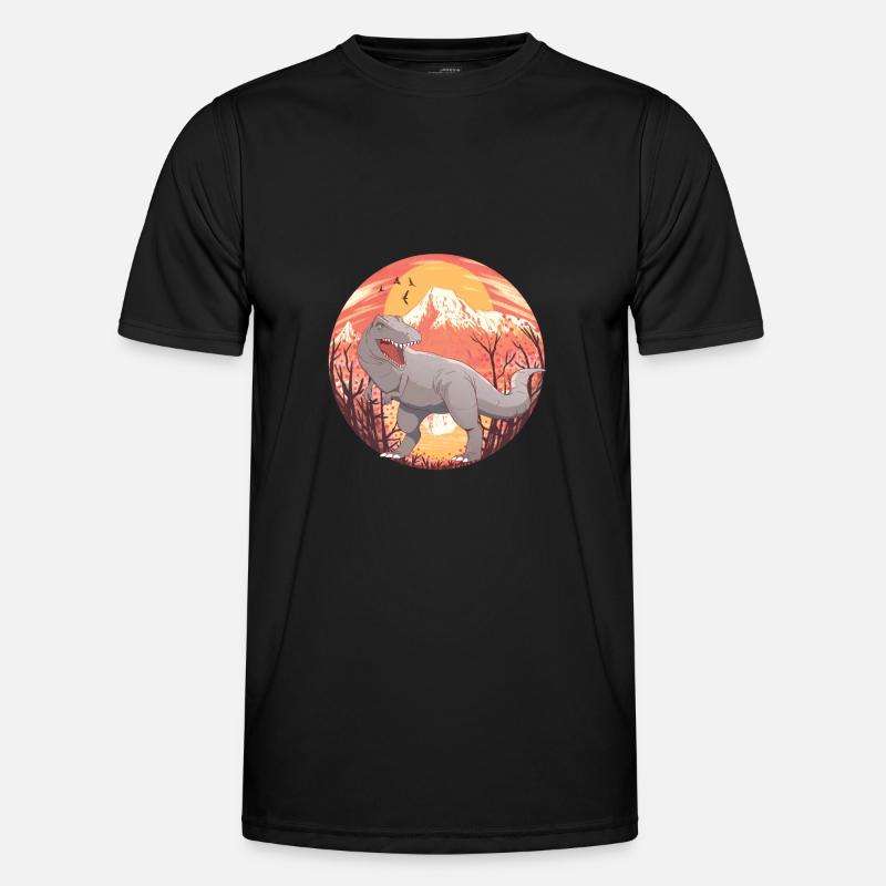 Dinosaurier Und Vulkan Männer Funktions-T-Shirt