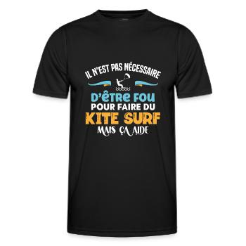Kite surf idée cadeau humour sport aquatique - T-shirt sport Homme - noir - Devant - AI Model Male 178 dark (178cm)